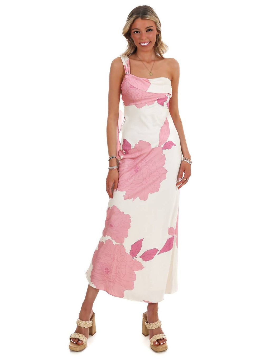 One Shoulder Floral Maxi Dress