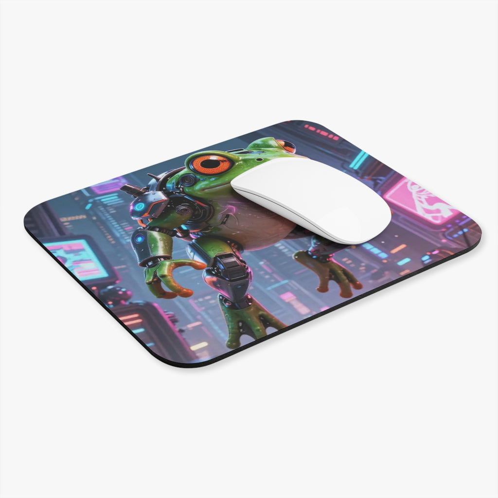 Cyberpunk Frog Mouse Pad — Neon Sci‑Fi Gaming Desk Mat