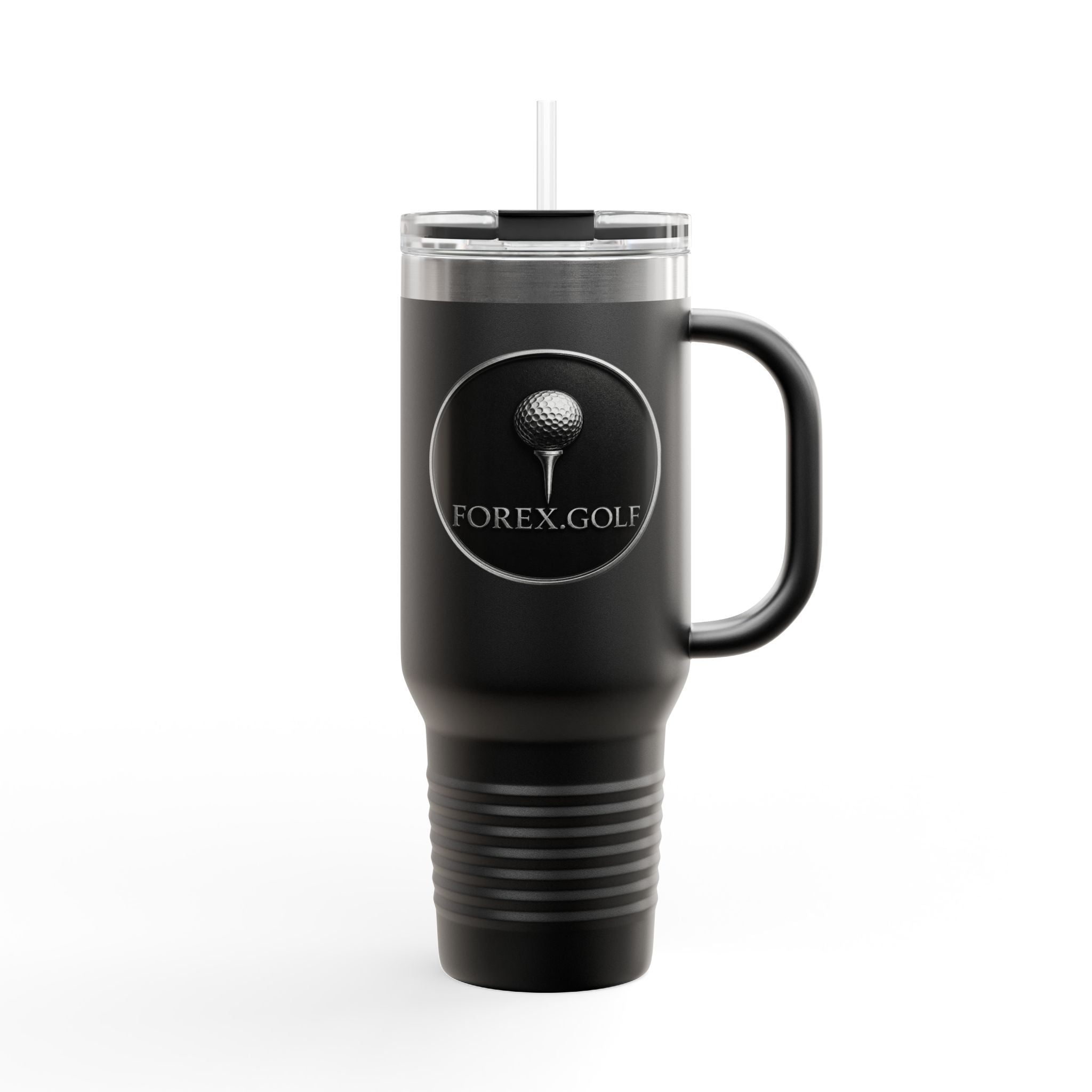 40oz Insulated Travel Mug — FOREX.GOLF Logo Stainless Tumbler with Straw & Handle