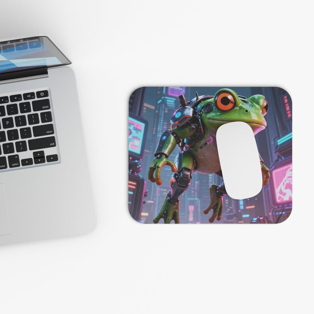 Cyberpunk Frog Mouse Pad — Neon Sci‑Fi Gaming Desk Mat