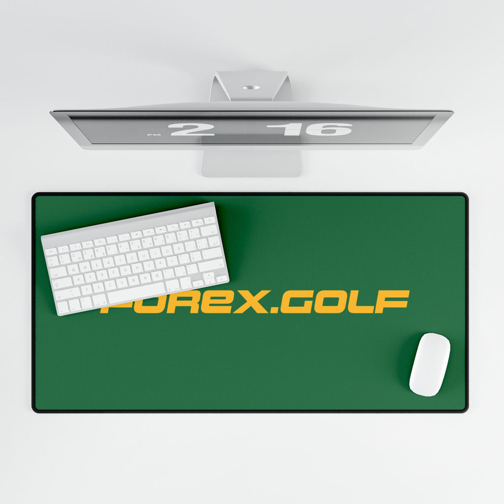 Forex.Golf Desk Mat — Green Gaming/Office Desk Pad with Yellow Logo