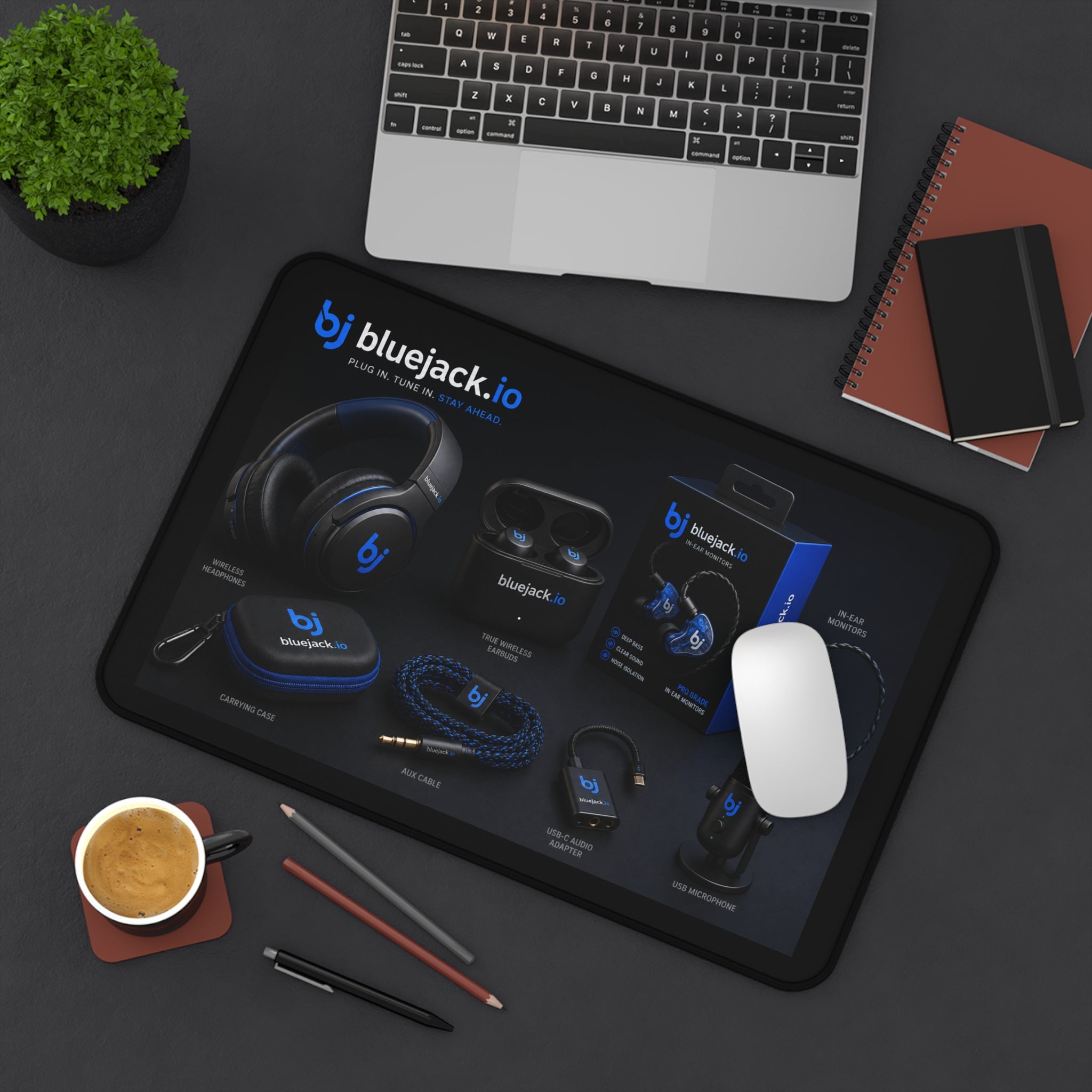 Bluejack.io Tech Desk Mat — Gaming/Workstation Mouse Pad