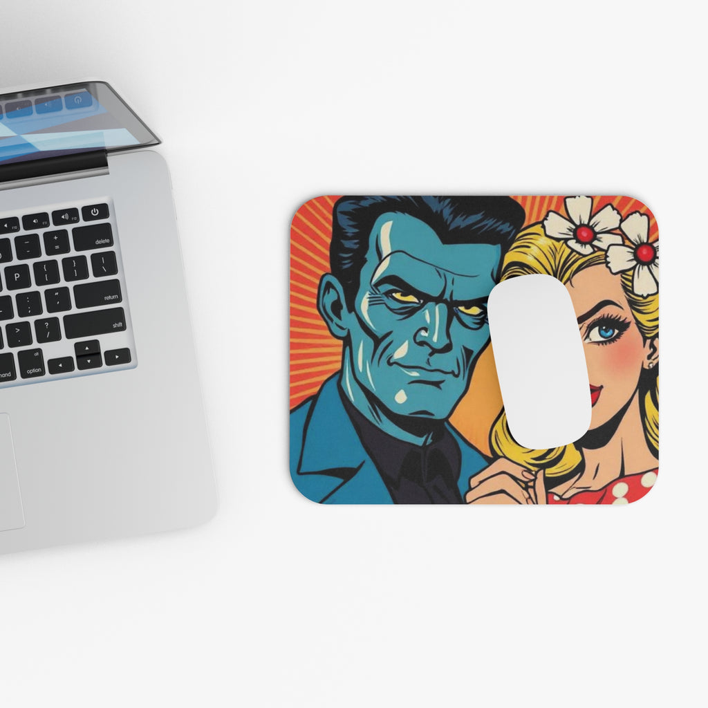 Blue Jack and Daisy Jack Pop Art Couple Mouse Pad — Retro Comic Desk Mat