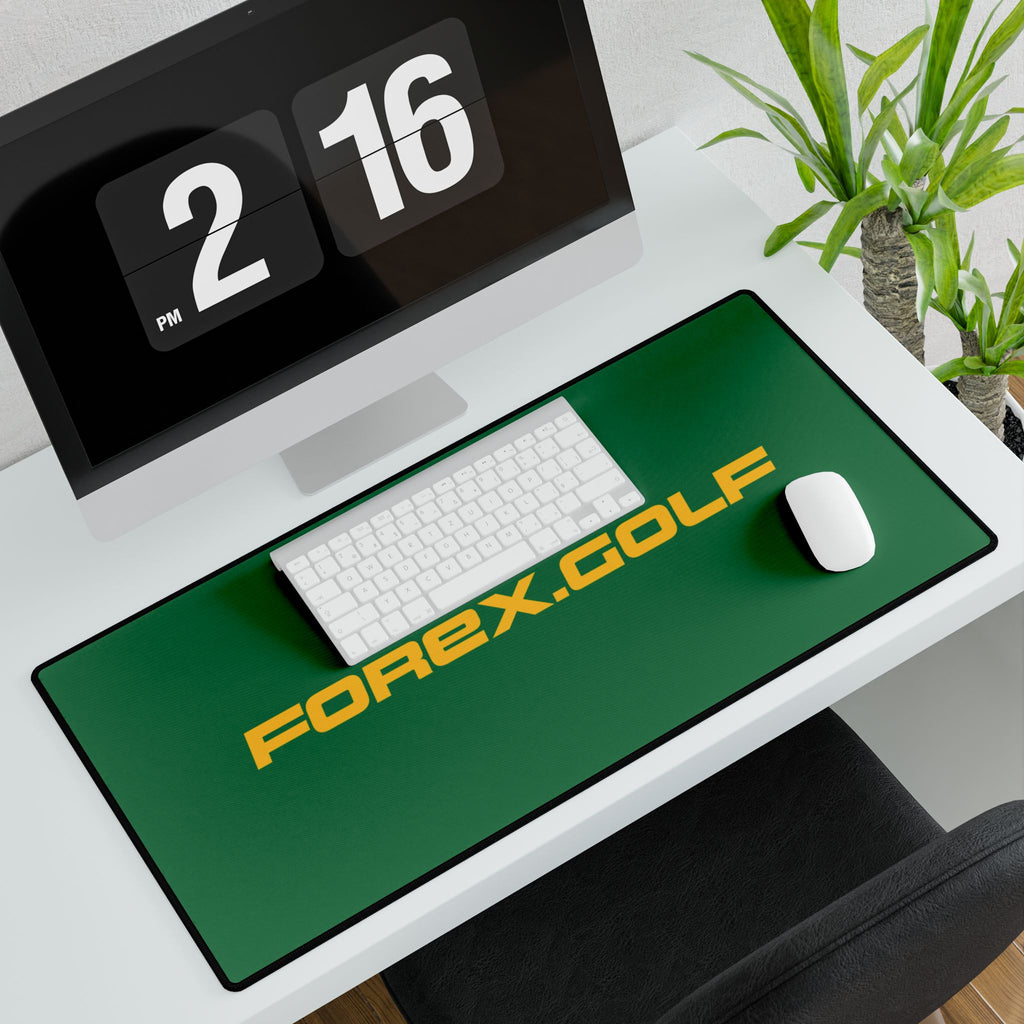Forex.Golf Desk Mat — Green Gaming/Office Desk Pad with Yellow Logo