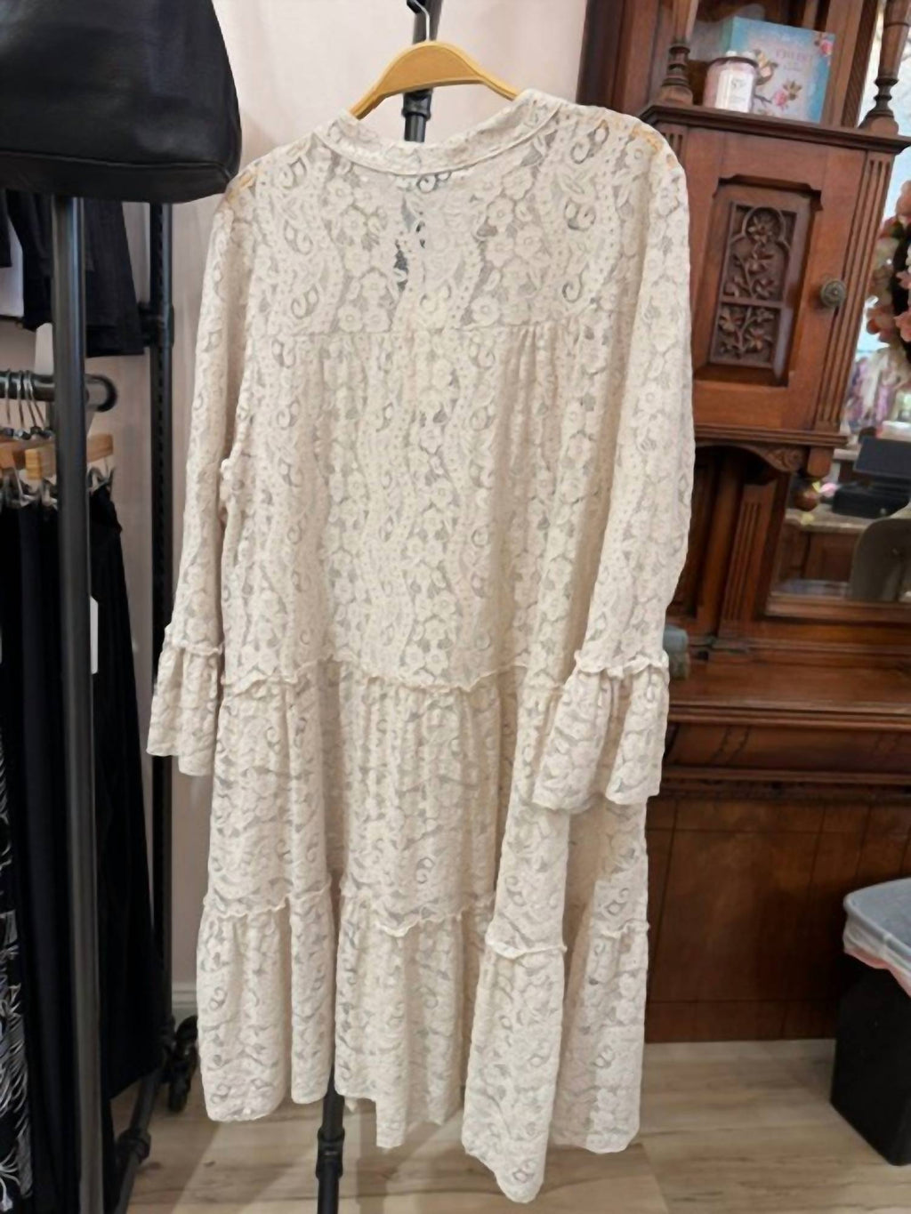 Lace V Neck Long Sleeve Dress