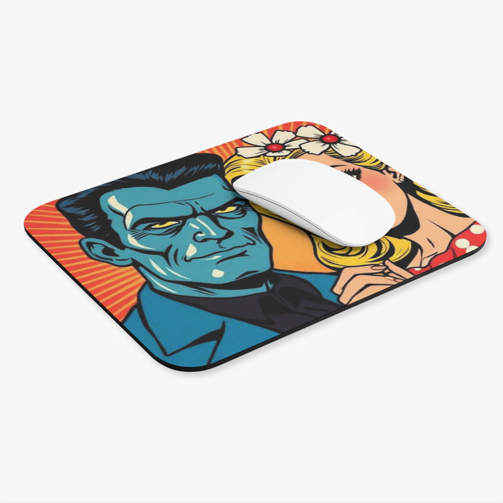 Blue Jack and Daisy Jack Pop Art Couple Mouse Pad — Retro Comic Desk Mat