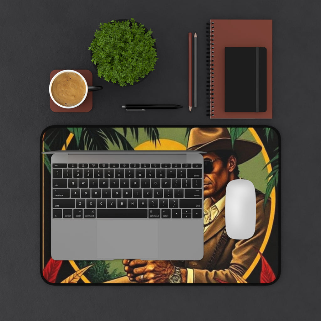 Contra Agent Jungle Desk Mat — Vintage Detective with Rifle Mousepad