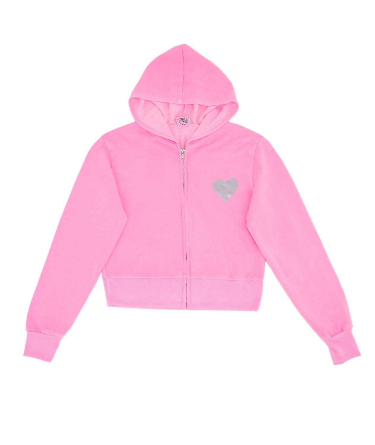 Girl's Silver Heart Back Toss Zip Hoodie