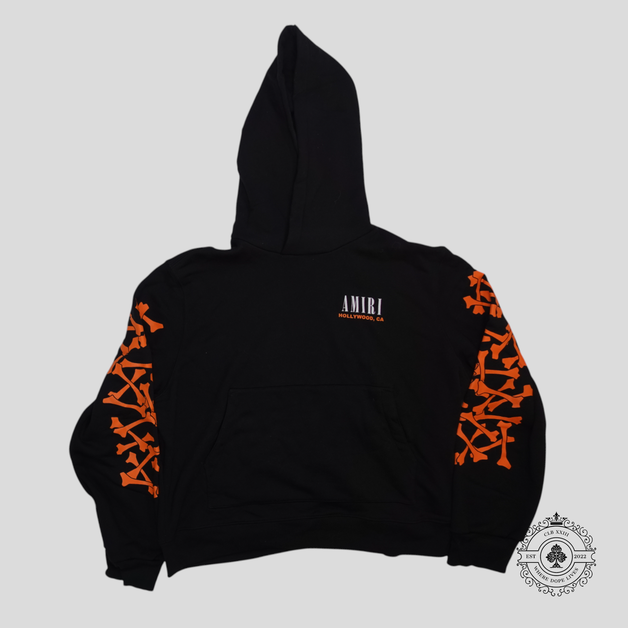 Amiri Bones Hoodie in Black/Orange