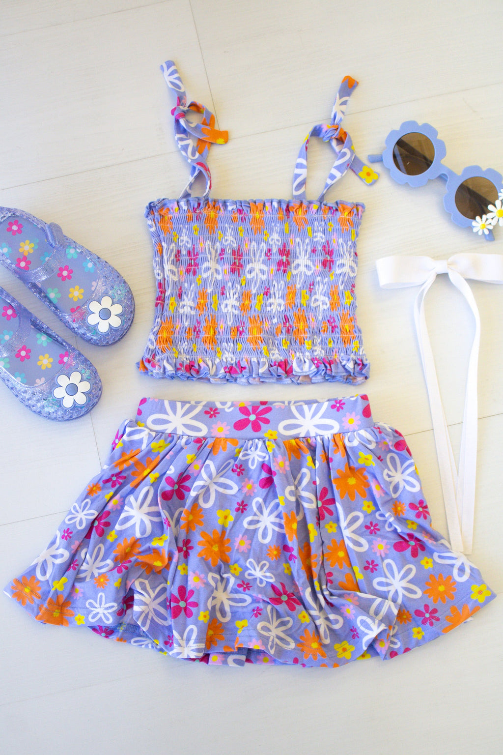 Bamboo Skirt Set - Purple Peony