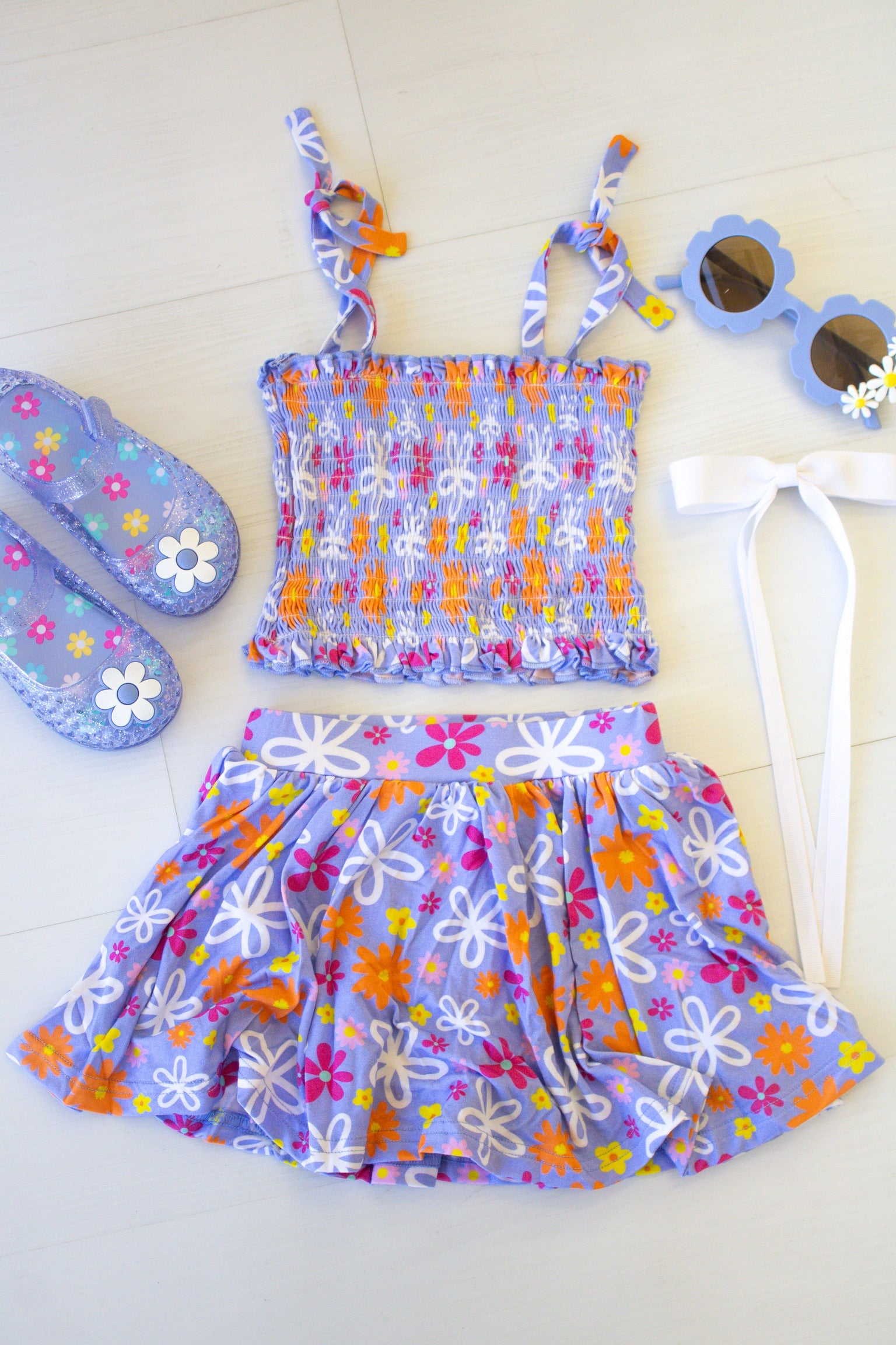 Bamboo Skirt Set - Purple Peony
