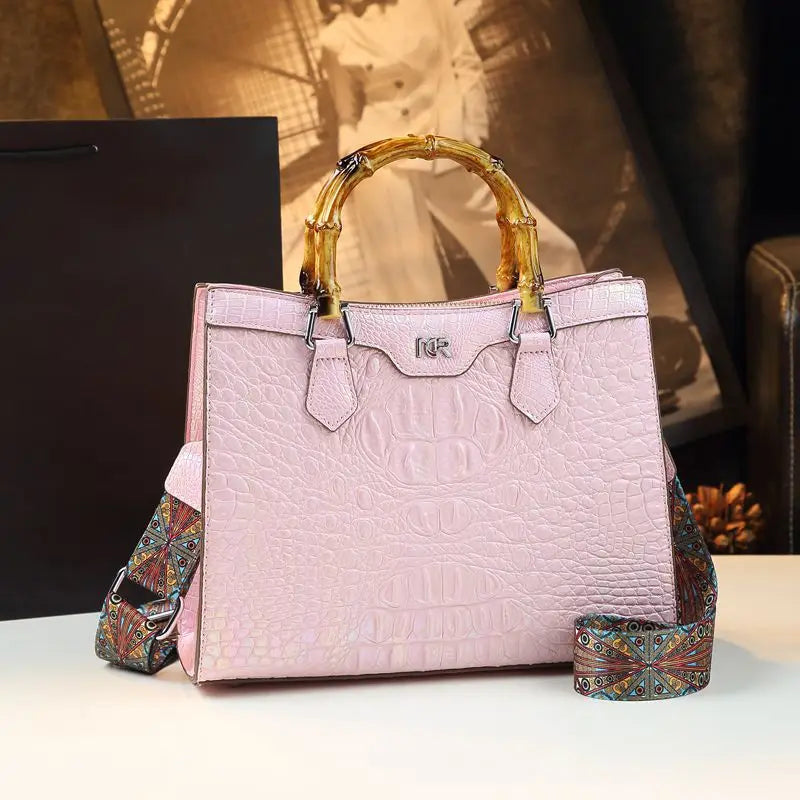 Luxury Crocodile Pattern Leather Handbags Women's Shoulder Messenger Bags Vintage Portable Tote Bag Large Bucket Bag 2026 New