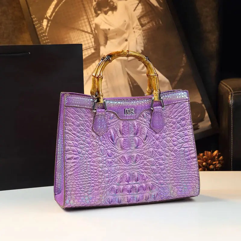Luxury Crocodile Pattern Leather Handbags Women's Shoulder Messenger Bags Vintage Portable Tote Bag Large Bucket Bag 2026 New