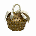 Handmade Sewing Holiday Fashion Crystal Woven Basket Diamond Tote Luxury Beach Resort Retro Handbag Bag Women Design Straw 2023