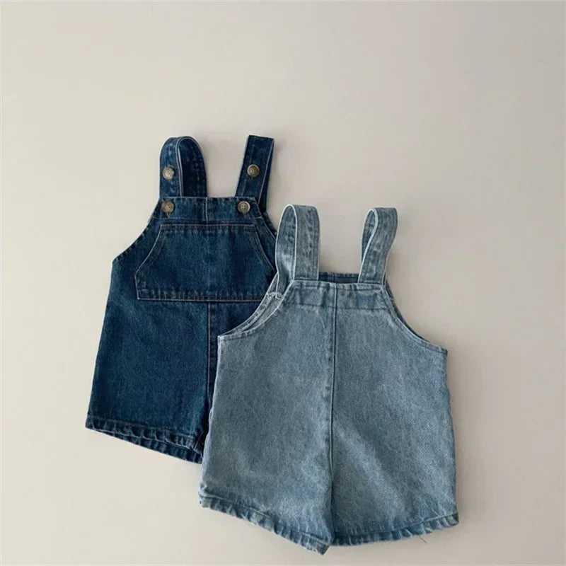 2533C-1 Baby Denim Suspender Pants 2024 New Summer Baby Boy's Jumpsuit Fashionable Girl's Strap Pant Casual Strap Kids Shorts
