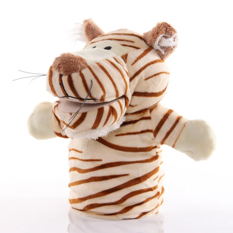 Stuffed Plush Animal Hand Puppet Finger Muppet Doll Toy Story Telling Educational Figure Decompressing Lion Monkey Gift for Kids