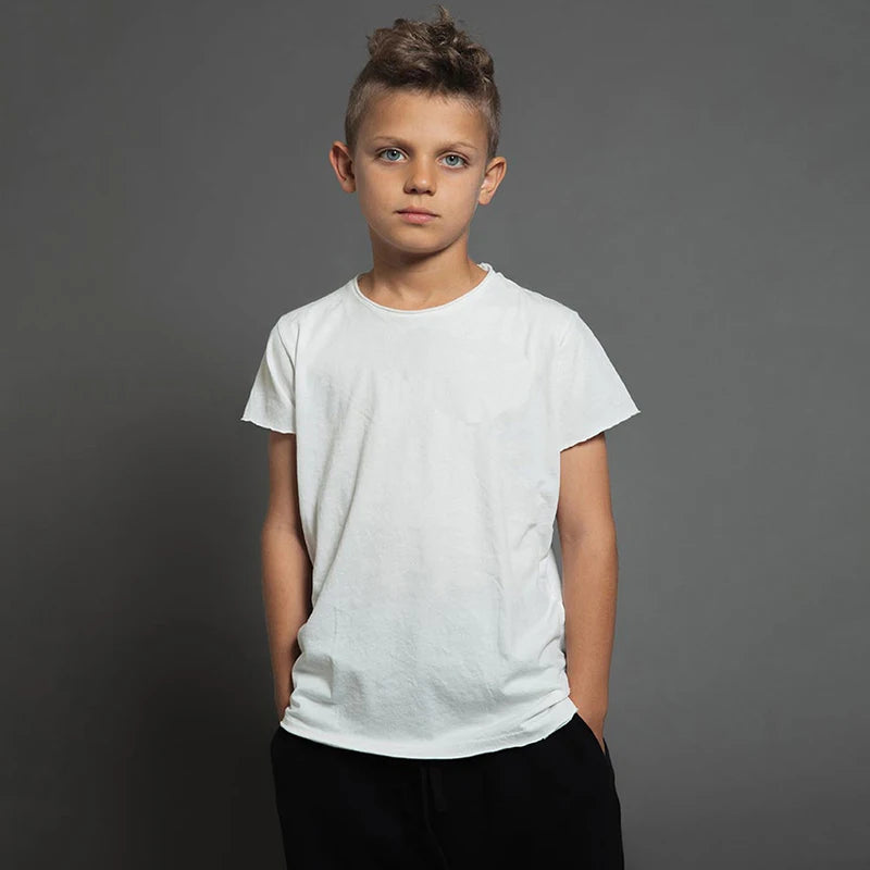 T shirt For Kids Cotton Short Sleeve Boy T Shirts Girl For Tshirt Solid Color Black White Gray Children's Clothing 2-10 Year