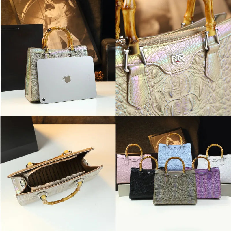 Luxury Crocodile Pattern Leather Handbags Women's Shoulder Messenger Bags Vintage Portable Tote Bag Large Bucket Bag 2026 New