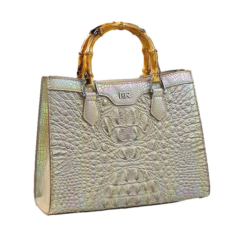 Luxury Crocodile Pattern Leather Handbags Women's Shoulder Messenger Bags Vintage Portable Tote Bag Large Bucket Bag 2026 New