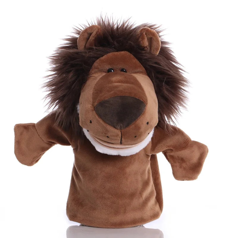 Stuffed Plush Animal Hand Puppet Finger Muppet Doll Toy Story Telling Educational Figure Decompressing Lion Monkey Gift for Kids