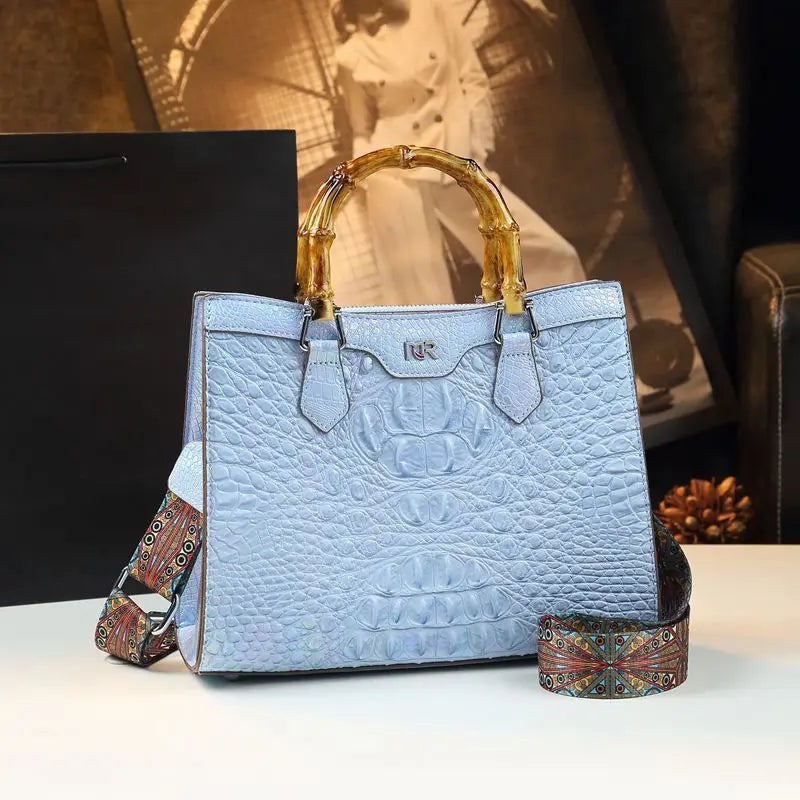 Luxury Crocodile Pattern Leather Handbags Women's Shoulder Messenger Bags Vintage Portable Tote Bag Large Bucket Bag 2026 New