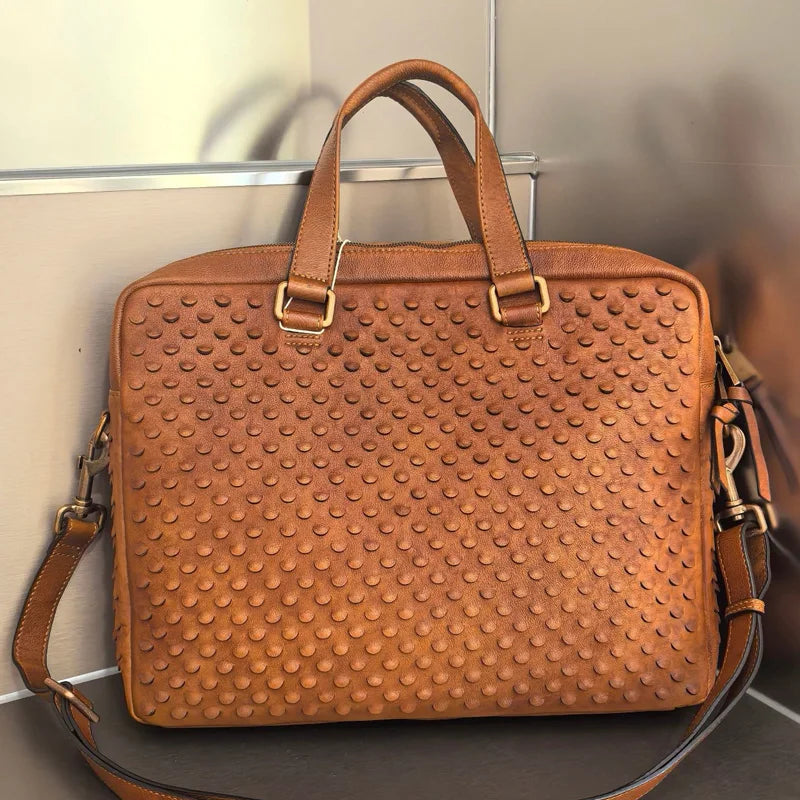 2024 Ruil Retro Men's Crossbody Bag Fashion Crazy Horse Leather briefcase Business handbag