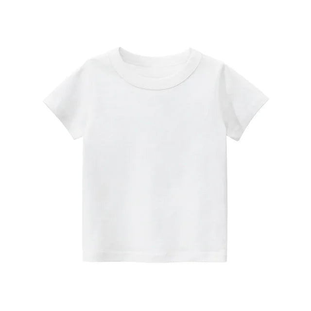 T shirt For Kids Cotton Short Sleeve Boy T Shirts Girl For Tshirt Solid Color Black White Gray Children's Clothing 2-10 Year