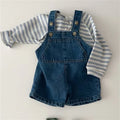 2533C-1 Baby Denim Suspender Pants 2024 New Summer Baby Boy's Jumpsuit Fashionable Girl's Strap Pant Casual Strap Kids Shorts