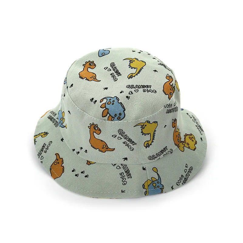 1-3Year Cartoon Print Kids Fisherman Cap Cute Boy Girl Sun Protection Bucket Hat Cotton Breathable Kids Outdoor Sunshade Visors