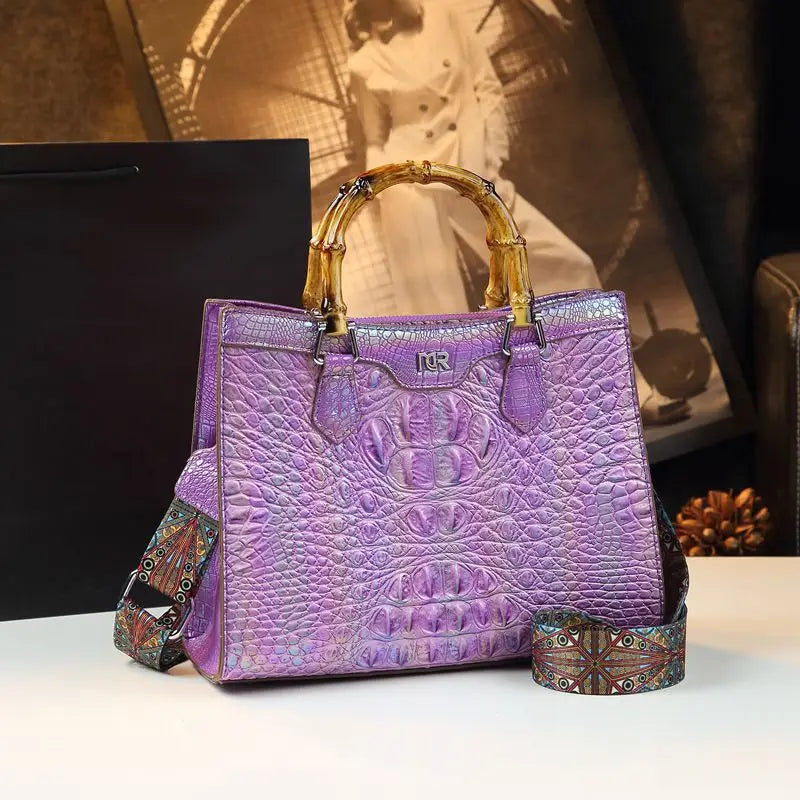 Luxury Crocodile Pattern Leather Handbags Women's Shoulder Messenger Bags Vintage Portable Tote Bag Large Bucket Bag 2026 New