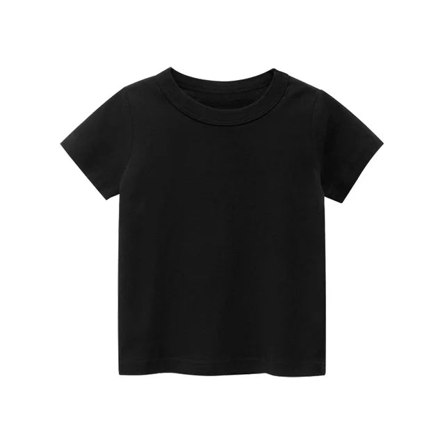 T shirt For Kids Cotton Short Sleeve Boy T Shirts Girl For Tshirt Solid Color Black White Gray Children's Clothing 2-10 Year