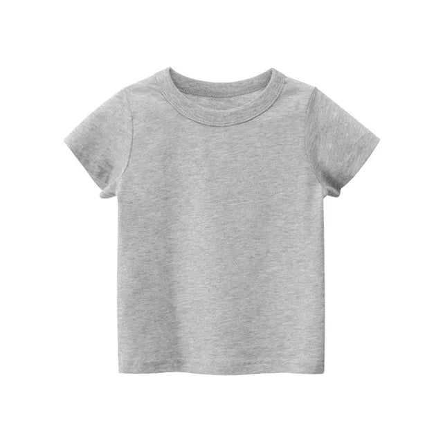 T shirt For Kids Cotton Short Sleeve Boy T Shirts Girl For Tshirt Solid Color Black White Gray Children's Clothing 2-10 Year