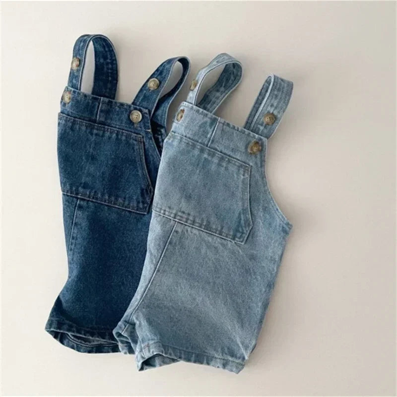 2533C-1 Baby Denim Suspender Pants 2024 New Summer Baby Boy's Jumpsuit Fashionable Girl's Strap Pant Casual Strap Kids Shorts