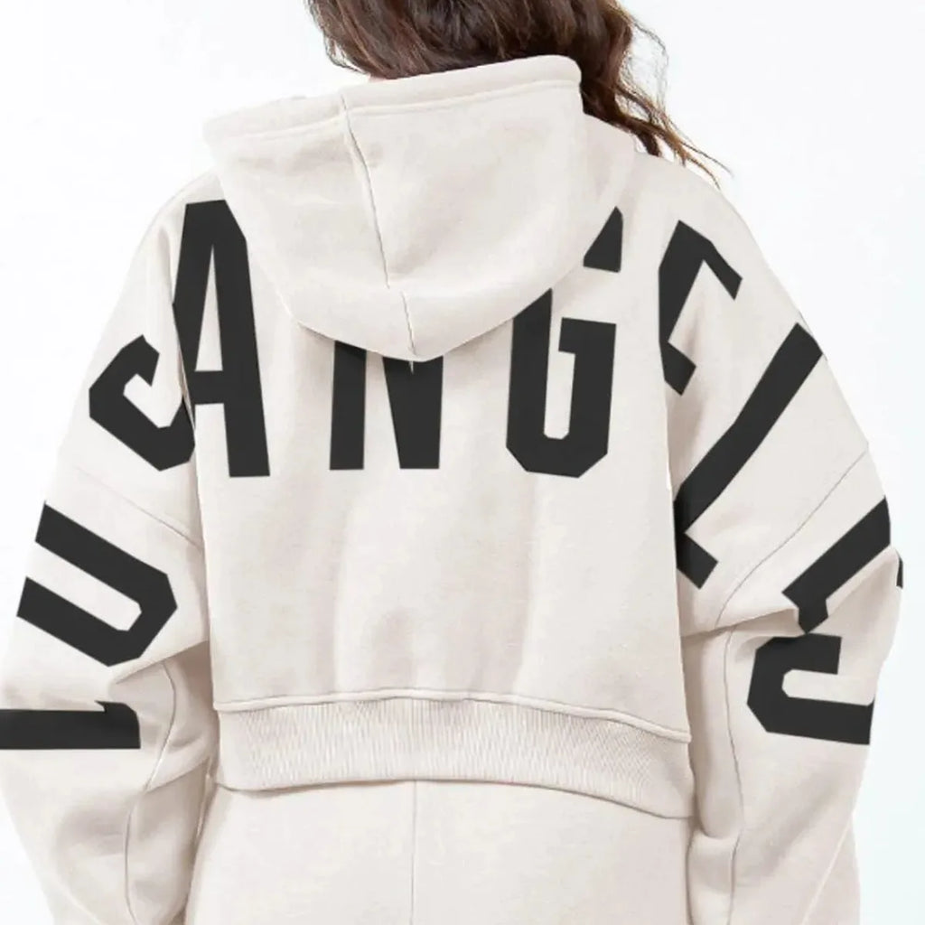 Urban Chic Letter Graphic Cropped Hoodie