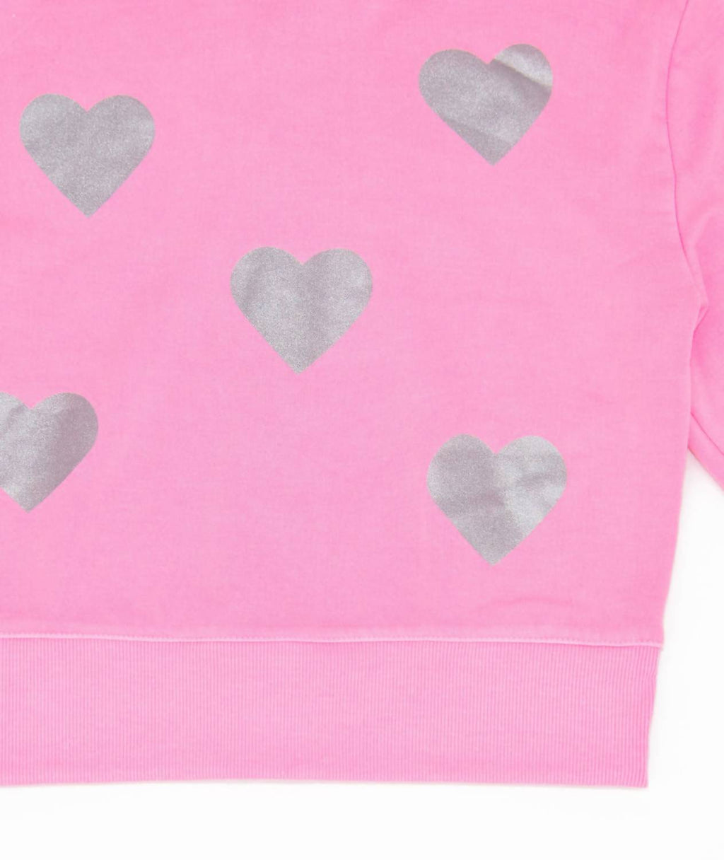 Girl's Silver Heart Back Toss Zip Hoodie